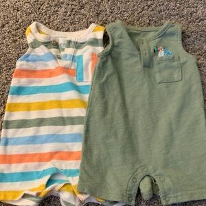 Striped and Solid Baby Rompers